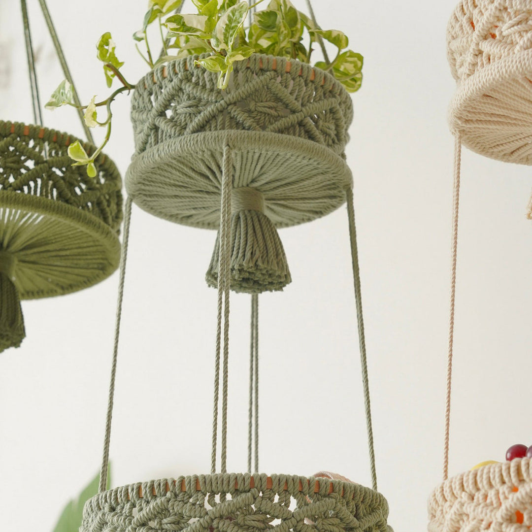 Multi-Tiered Macrame Hanging Storage