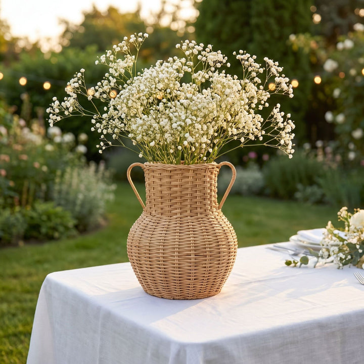 Handcrafted decorative basket made of natural weave