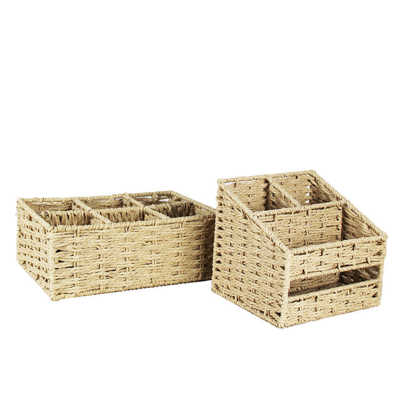 Multi-Sectional Woven Storage Basket