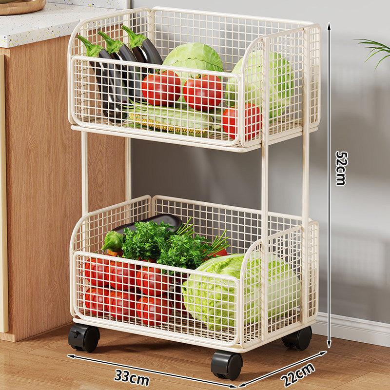 Two-Tier Metal Wire Kitchen Countertop Produce and Storage Rack with Removable Baskets