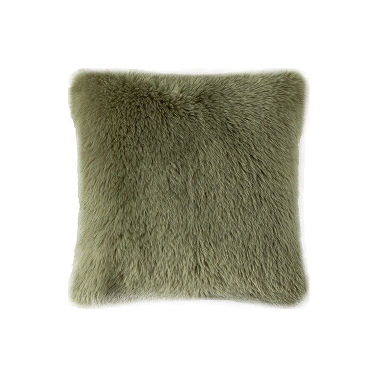 Square decorative cushion made of soft faux fur with inner cushion