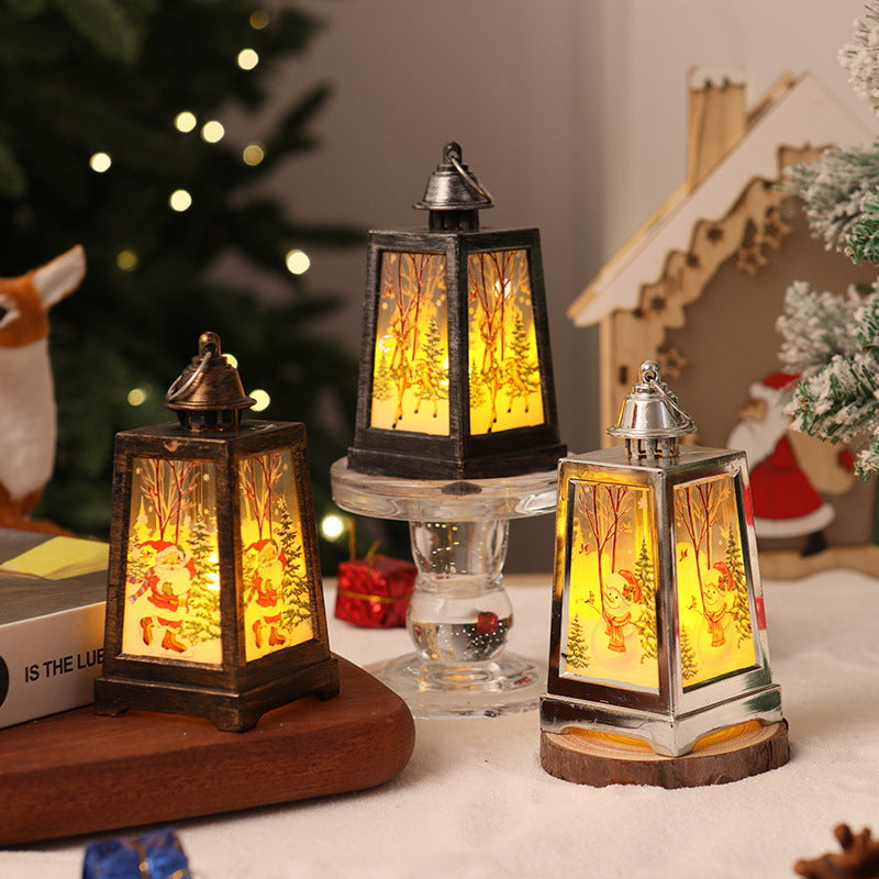 Decorative Christmas lantern with winter motifs