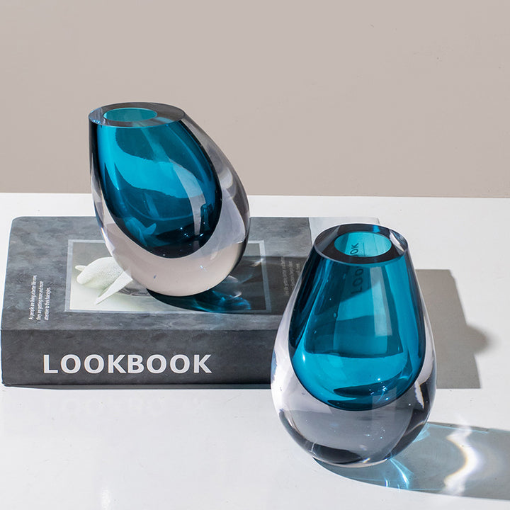 Hand-Blown Teardrop Weighted Glass Bud Vase