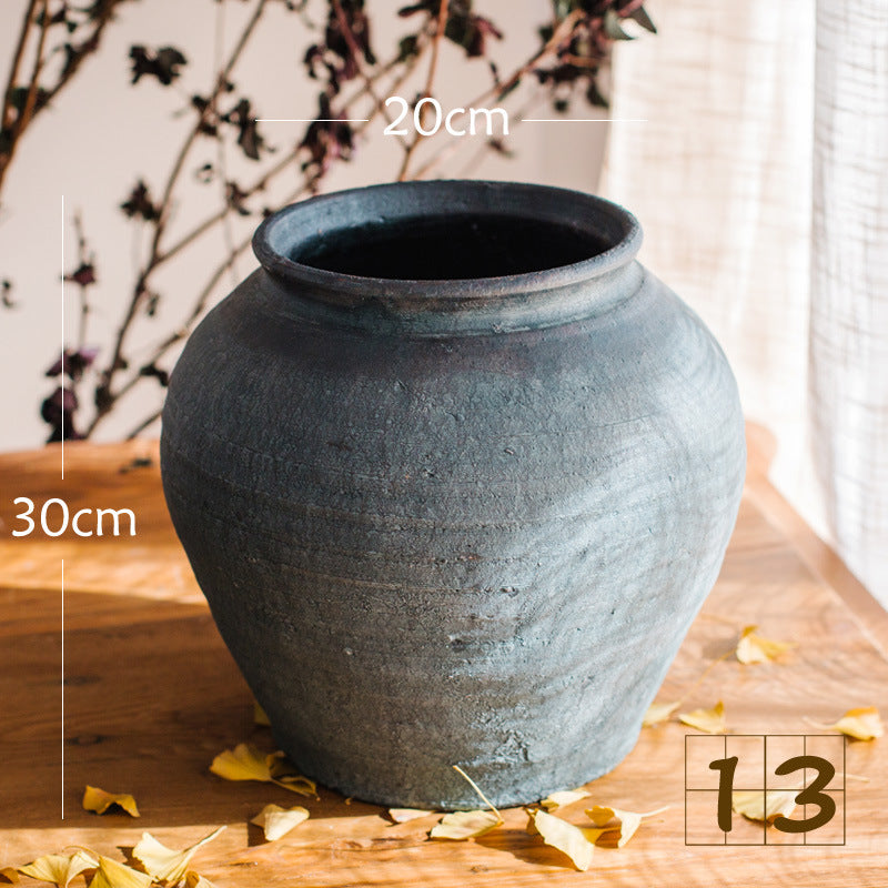 Rustic ceramic pot with handmade design