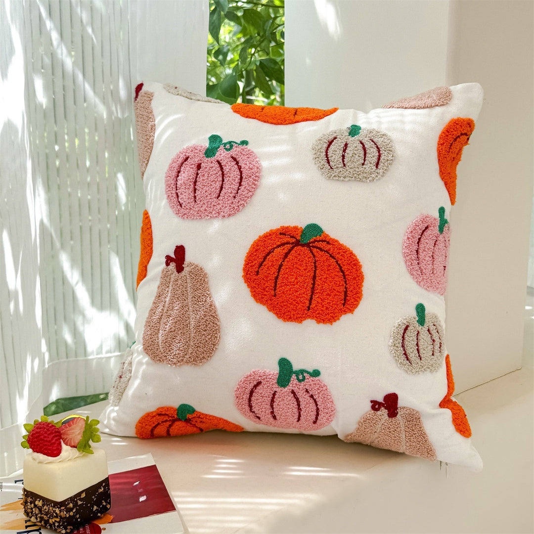 Playful Pumpkin-Themed Throw Pillow