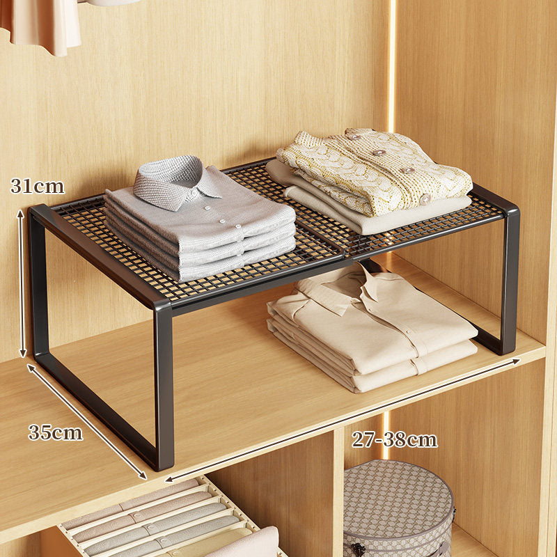 Adjustable Expandable Metal Mesh Shelf Riser for Closet and Wardrobe