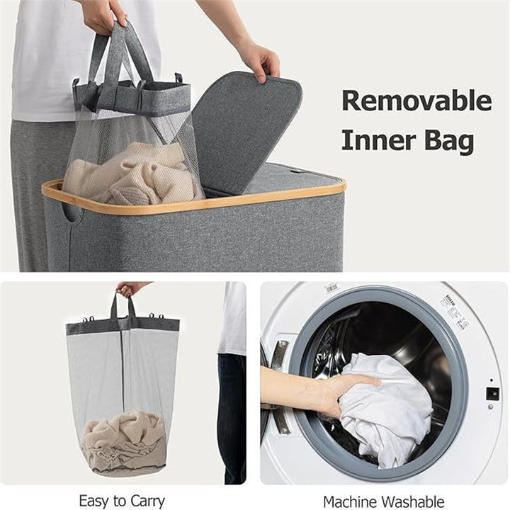 Laundry basket with practical lid and carrying handles