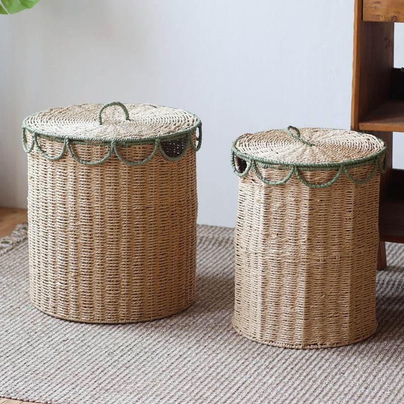 Handmade storage basket with lid