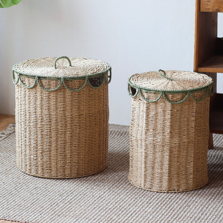 Handmade storage basket with lid