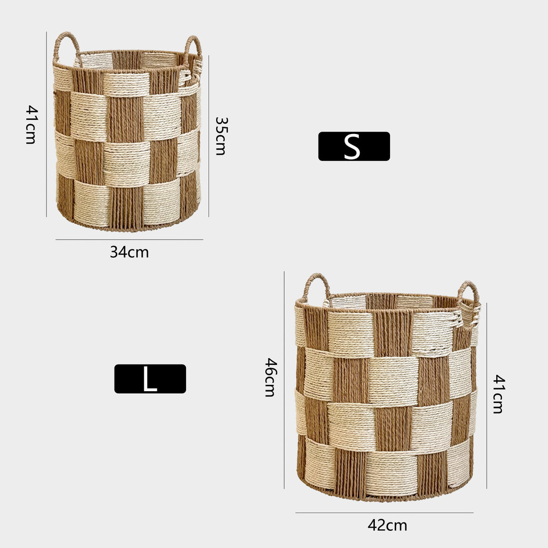 Handcrafted storage basket with carry handles