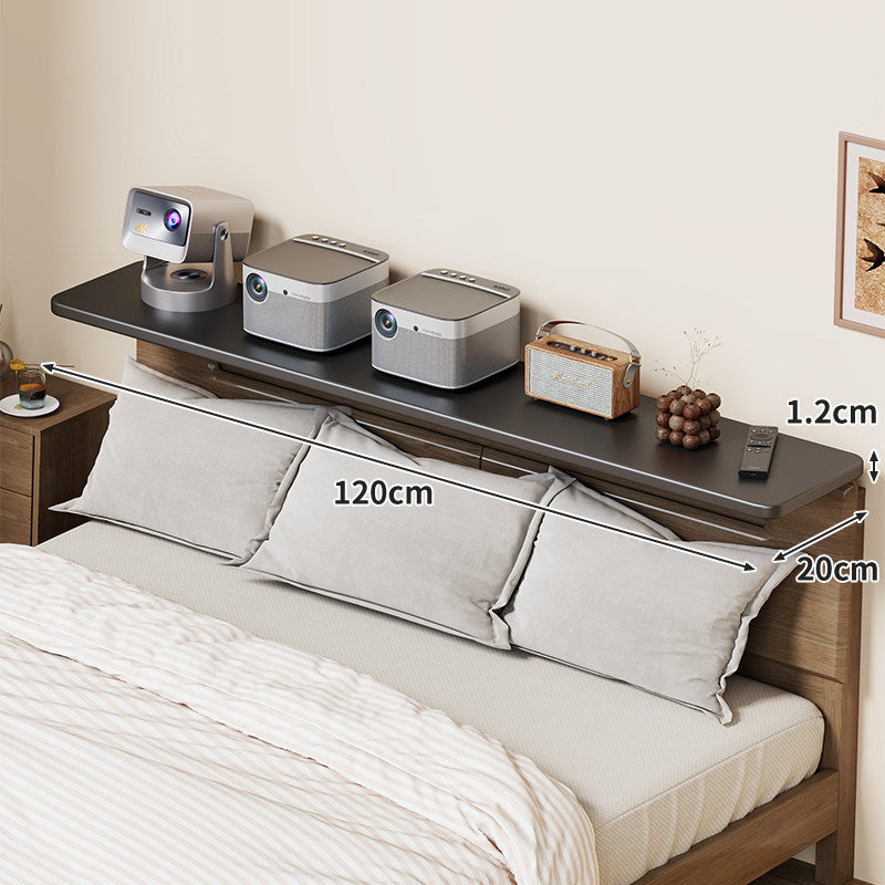Headboard-Mounted Floating Bedside Shelf for Projectors and Devices