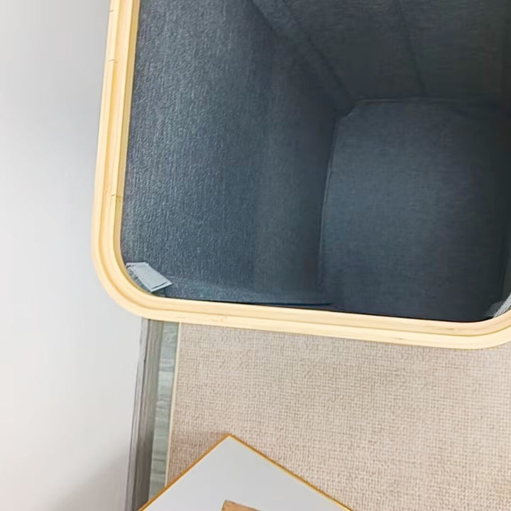 Laundry basket with removable lid and bamboo frame