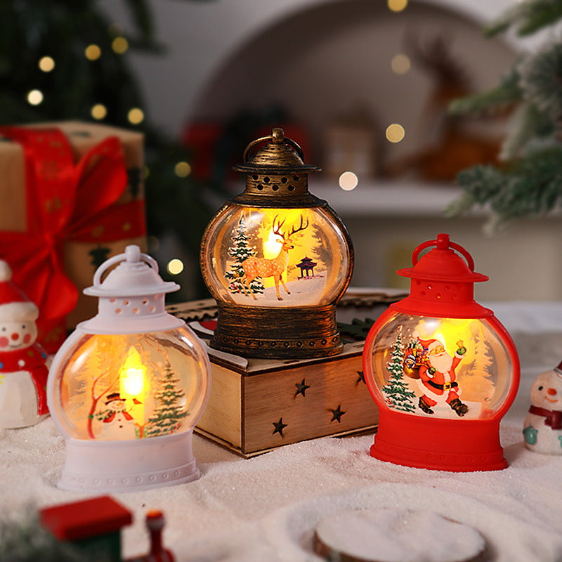 Decorative Christmas lantern with festive Santa motif