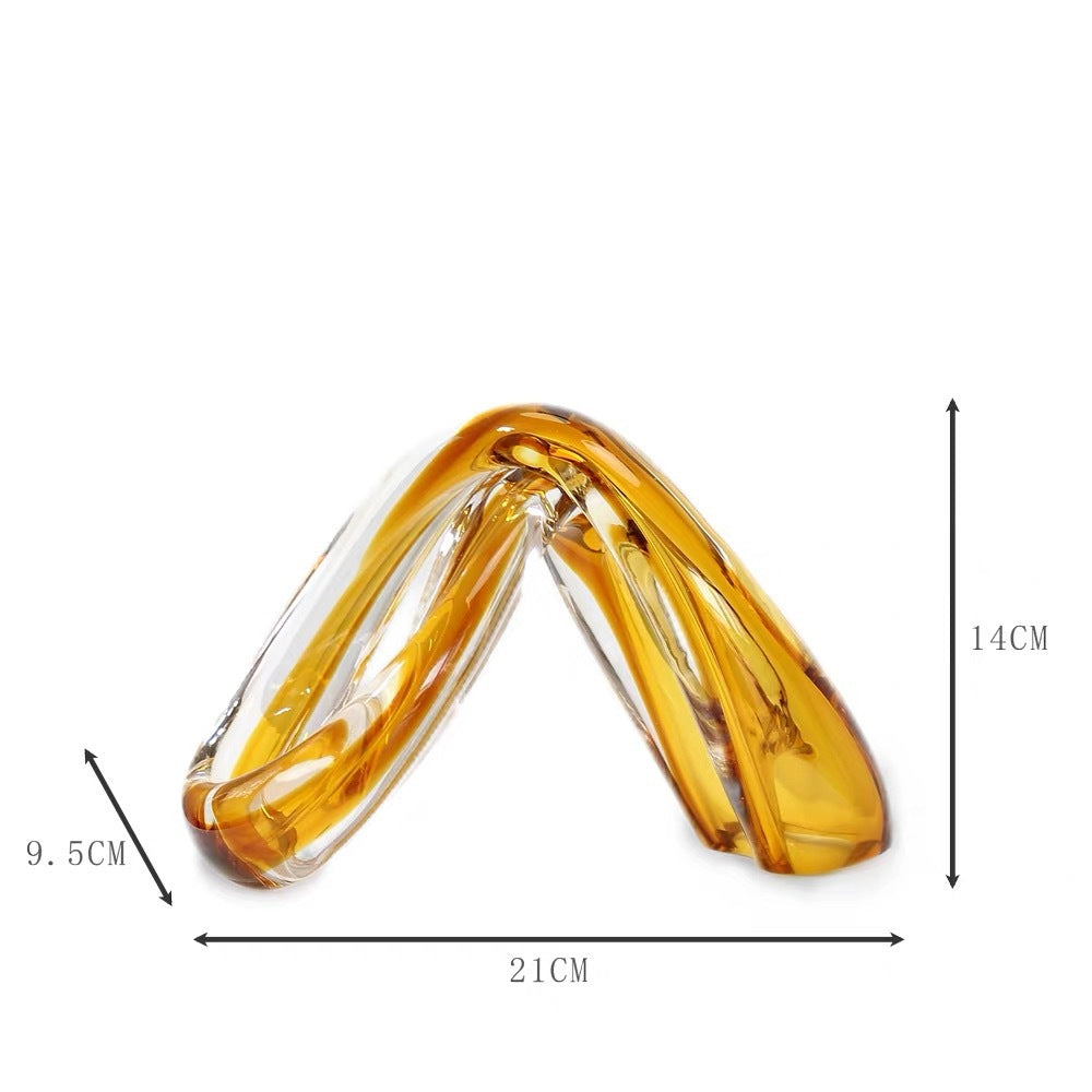 Tall Faceted Amber Cylinder Glass Vase with Scalloped Lip