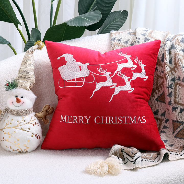 Decorative Holiday Throw Pillow with Deer Silhouette