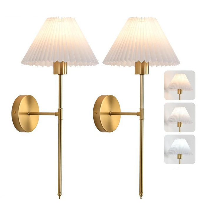Elegant pleated umbrella wall lamp