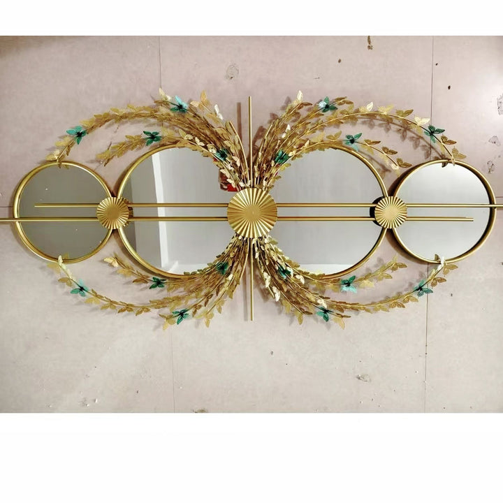 Elegant Botanical Wall Mirror with Decorative Floral Accents