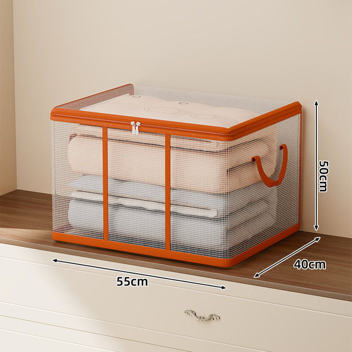 Breathable Mesh Zippered Foldable Storage Container with Reinforced Handles