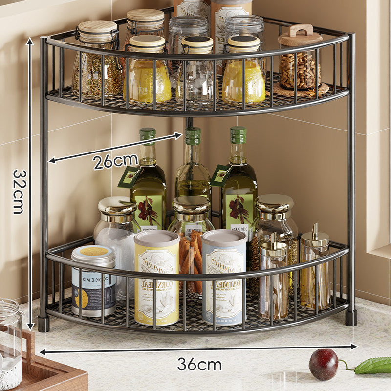 Tri-Level Gold Corner Countertop Kitchen Organizer Shelf