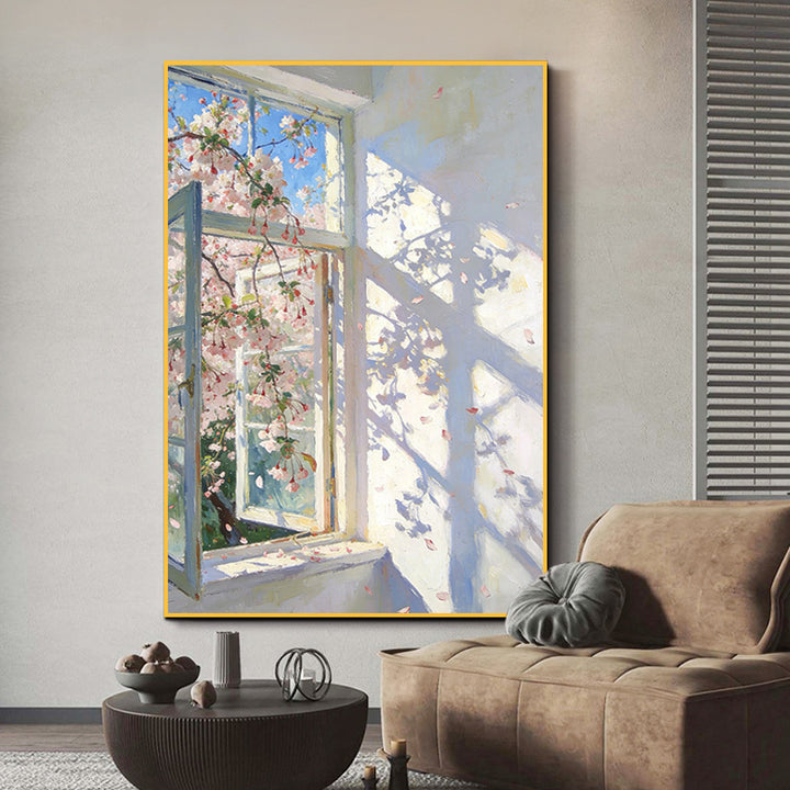 Floral Window Scene Art Print