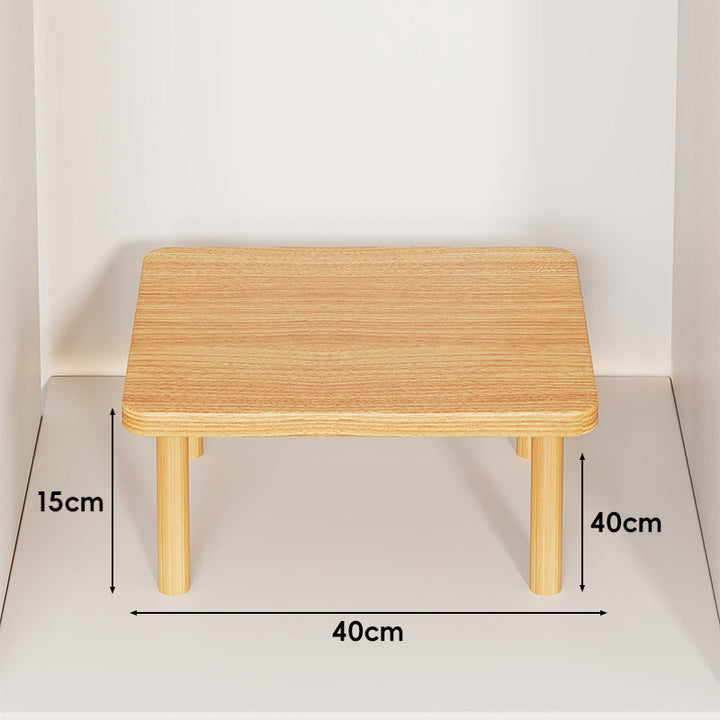 Height-Adjustable Rectangular Wooden Riser Table with Detachable Round Legs
