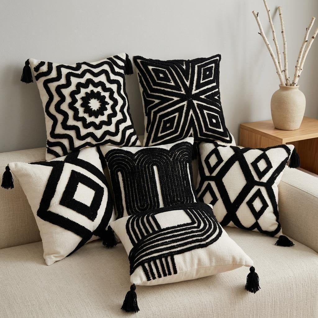 Geometric Patterned Textile Throw Pillow