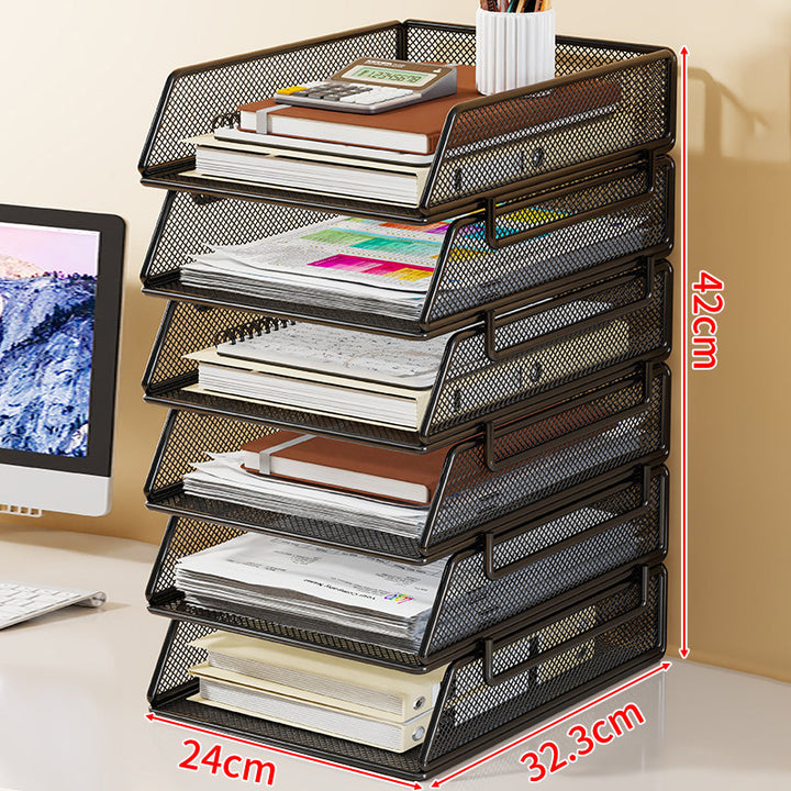 Stackable Three-Tier Metal Mesh Desk Letter Tray Organizer