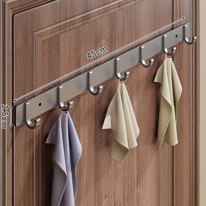Wall-Mounted Slim Metal Multi-Hook Rack with Curved Hooks and Concealed Mount