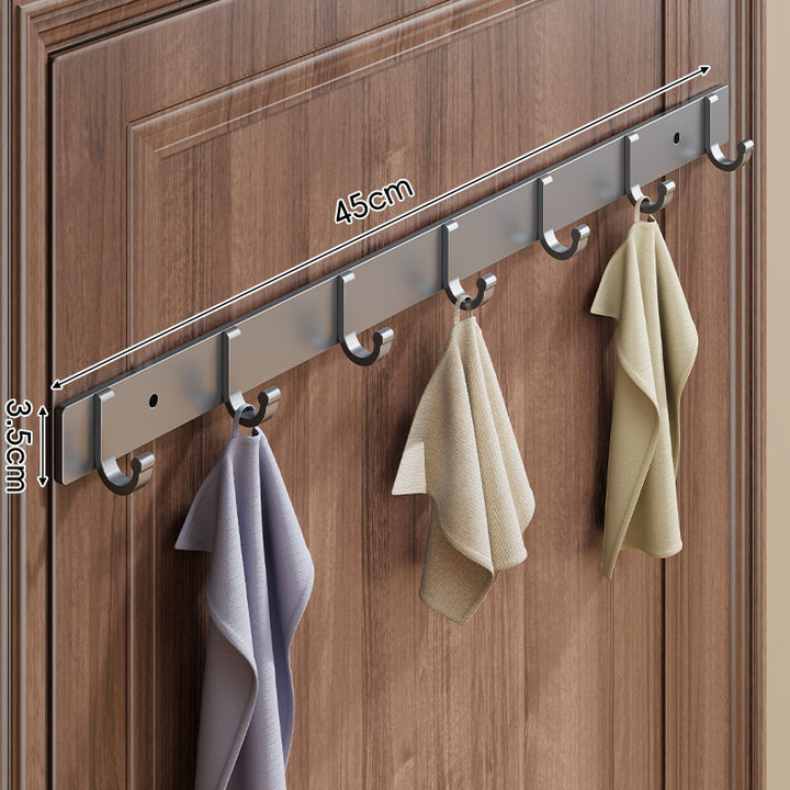 Wall-Mounted Slim Metal Multi-Hook Rack with Curved Hooks and Concealed Mount