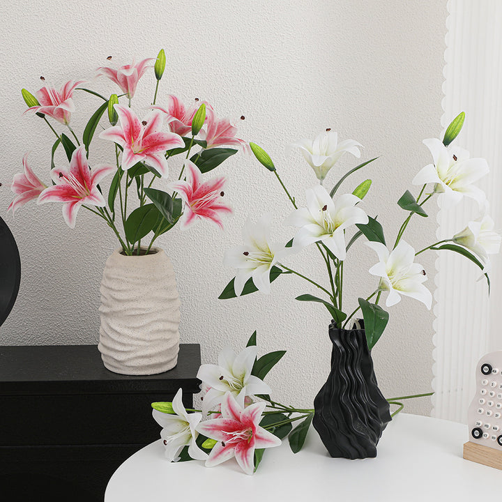 Artificial lily branch with realistic flowers