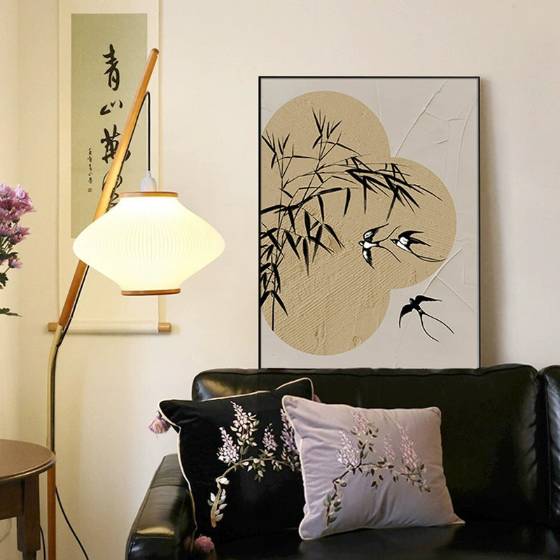 Decorative Wall Art with Bamboo and Bird Motif