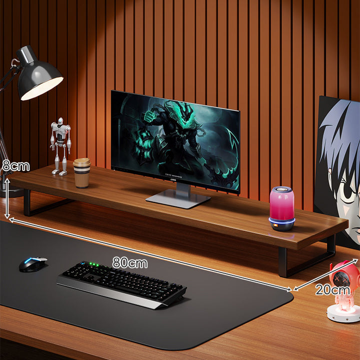 Solid Wood Monitor Riser Desk Shelf with Metal U-Leg Support