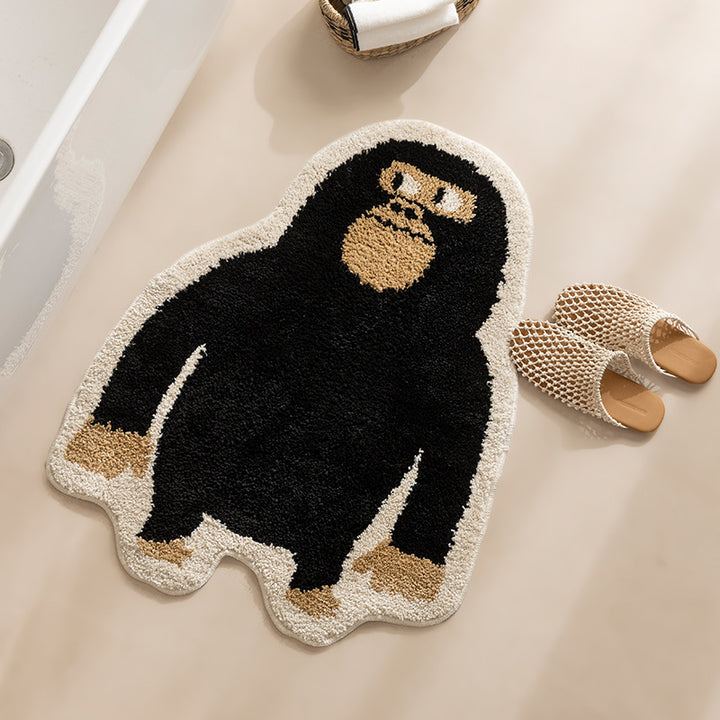 Gorilla-shaped bath mat with non-slip bottom