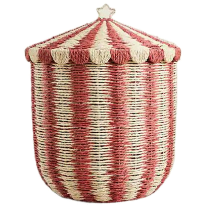 Basket with lid and decorative design