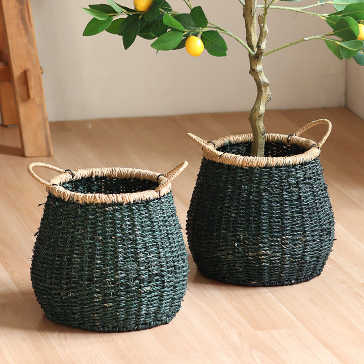 Handcrafted storage basket with natural details