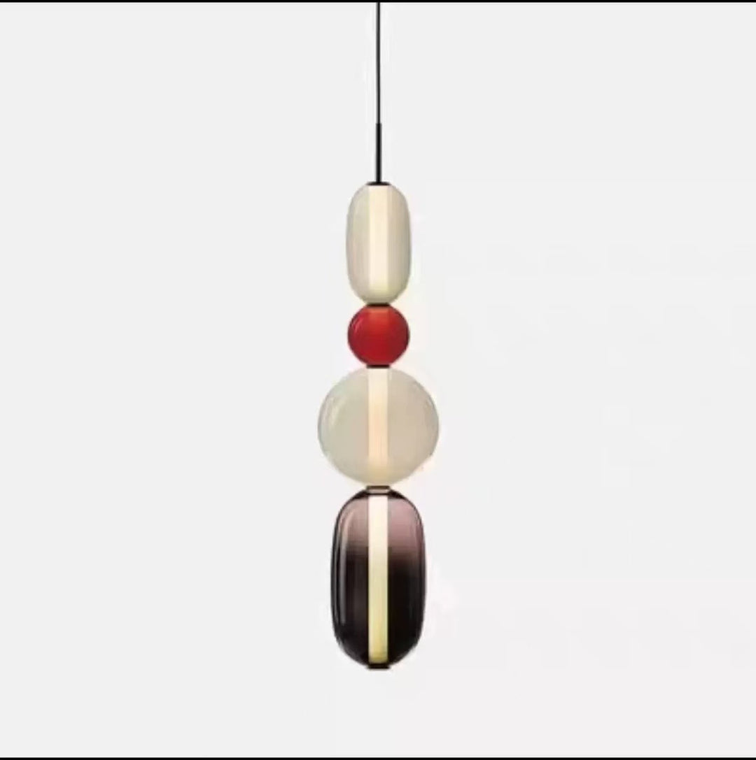 Stacked Orb Glass Pendant with Mixed Surface