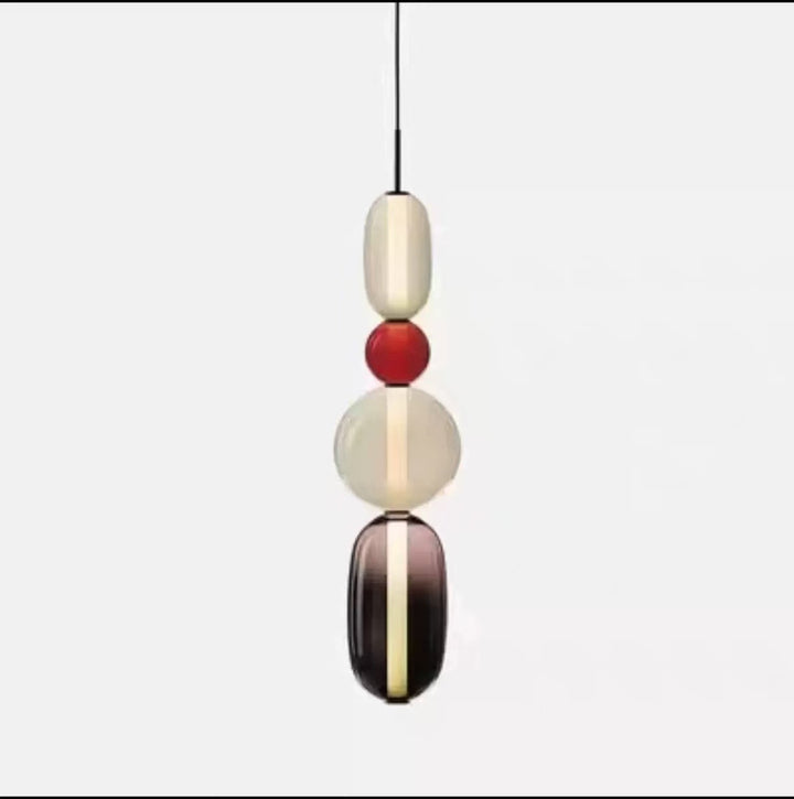 Stacked Orb Glass Pendant with Mixed Surface