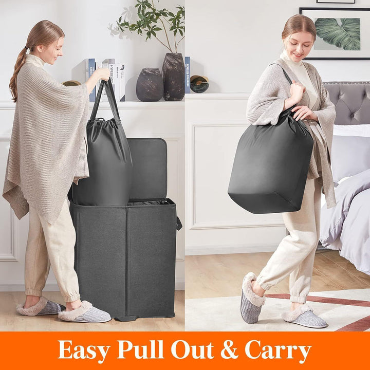 Laundry container with separating compartments