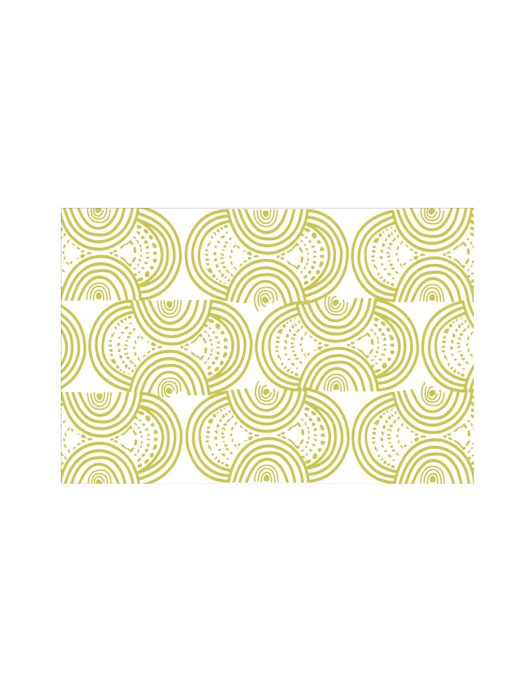 Washable tablecloth with circular retro print and PVC coating