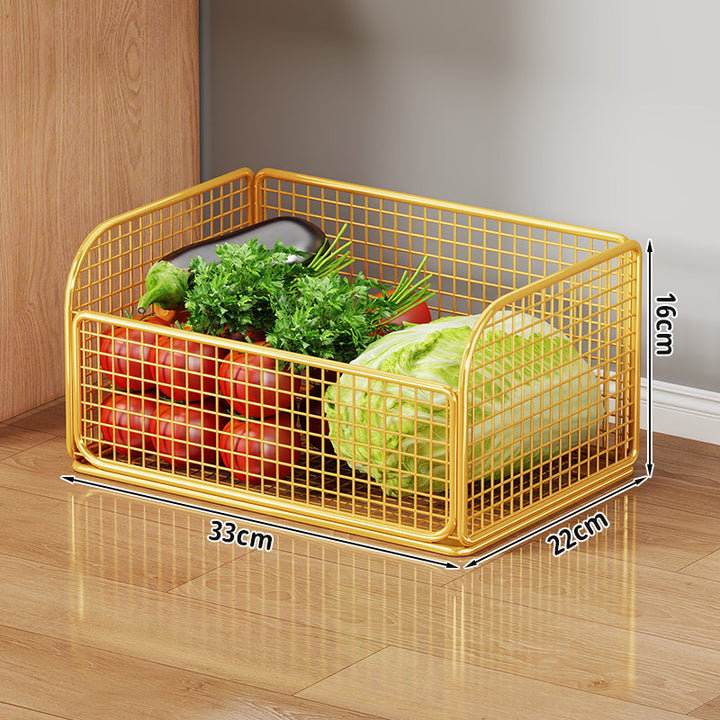 Two-Tier Metal Wire Kitchen Countertop Produce and Storage Rack with Removable Baskets