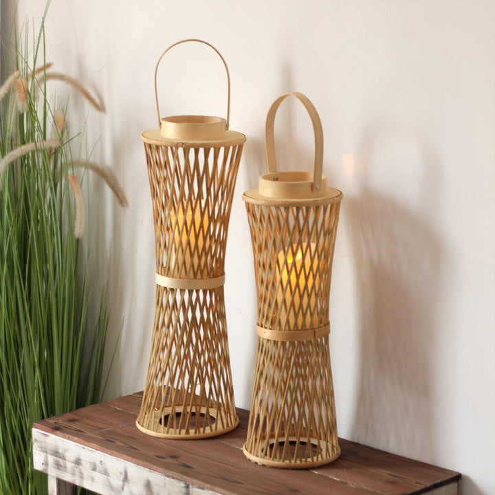 Elegant lamp stand made of woven material