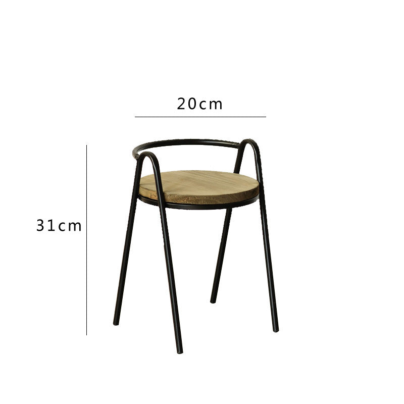 More modern stool with wooden seat