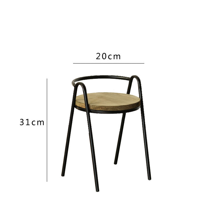 More modern stool with wooden seat