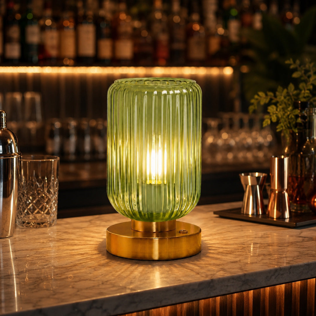 Vintage Glass Table Lamp with Gold Base