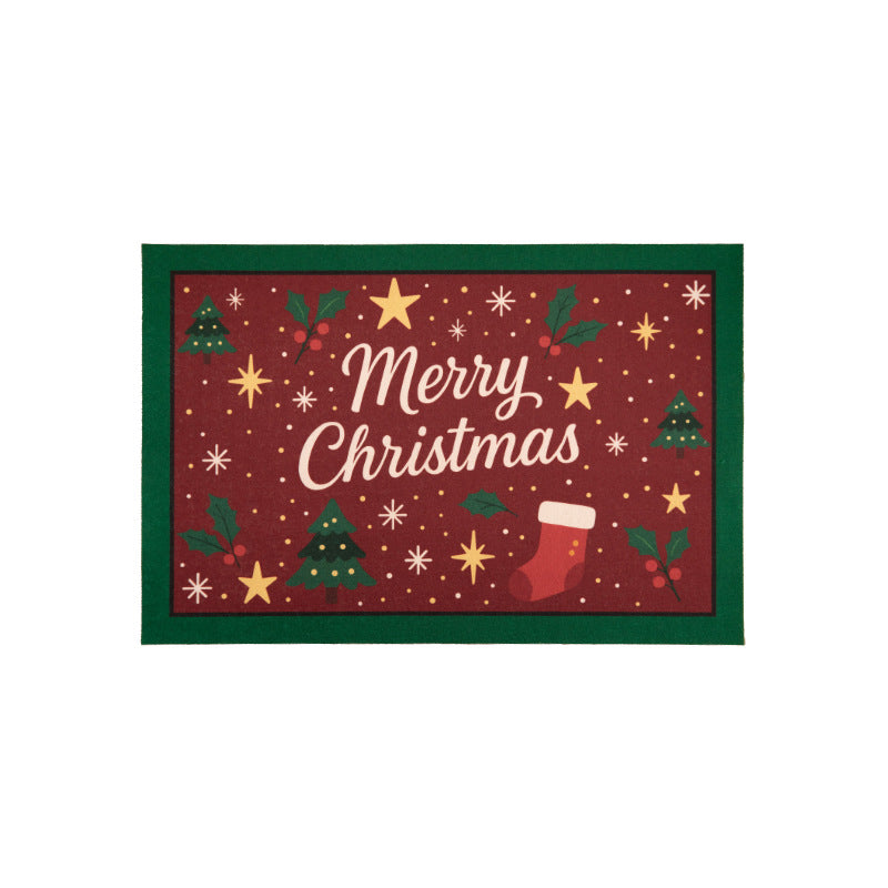 Christmas doormat with lettering and holly motif
