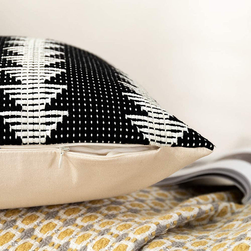 Handwoven Decorative Pillowcase with Geometric Ethno Pattern