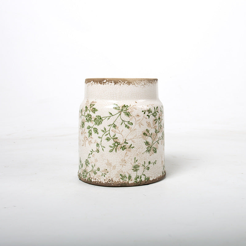 Decorative flower pot with floral decoration