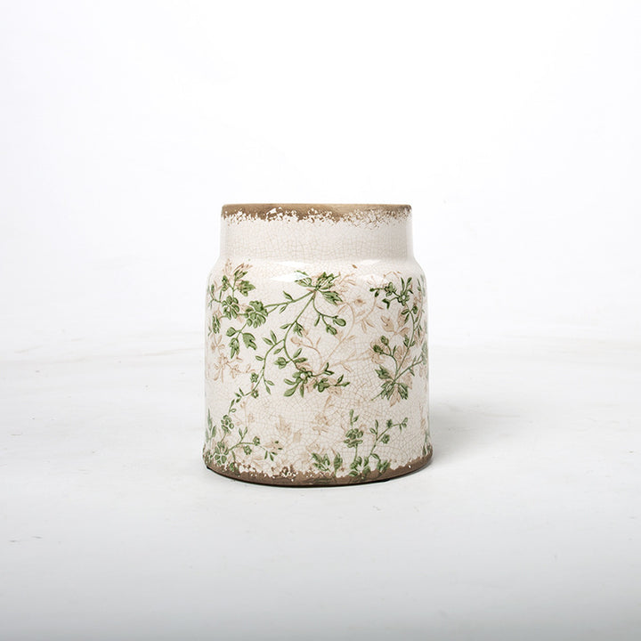 Decorative flower pot with floral decoration