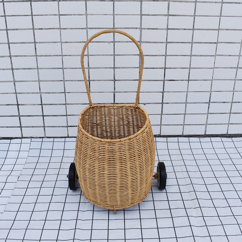 Decorative Woven Rolling Storage Basket