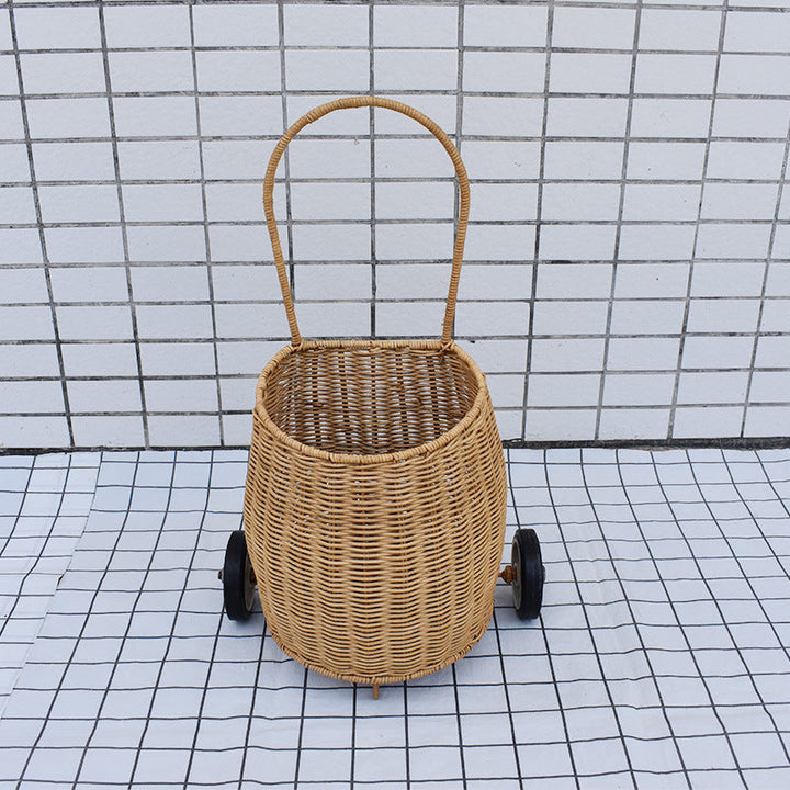 Decorative Woven Rolling Storage Basket